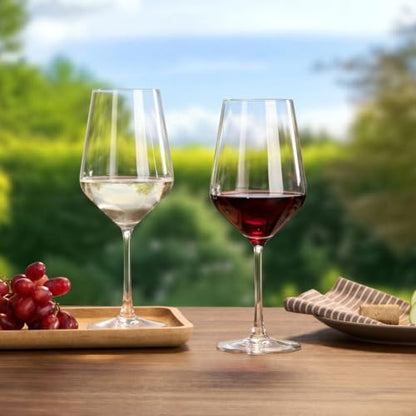 Crystal Wine Glasses Set of 2, 21oz Hand Blown Clear Glass | Long Stem Red White Wine Glass with Pourer and Stopper, Elegant Design in Gift Box for Home Bar, Birthday, Wedding - size: Large