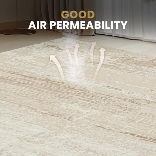 8x10 Neutral Washable Area Rugs for Living Room,Bedroom,Dining Room- Beige | Ultra Soft Low Pile Faux Wool,Non-Slip & Non-Shedding,Fade Resistant,Large Modern Abstract Carpet for Nursery Home Office - color: Light Brown-light Yellow-beige Brown-white, siz