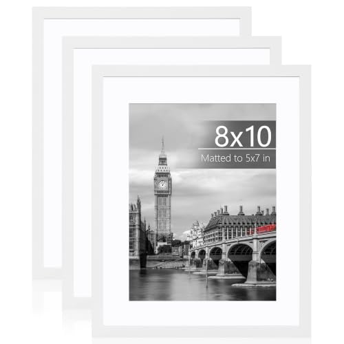 Fixwal 8x10 Picture Frame Set of 3 with Plastic Cover, PVC, White | Shatter Resistant Plastic Cover, Thin Border and Light Weight，Wall or Tabletop Decor - color: White, size: 8x10