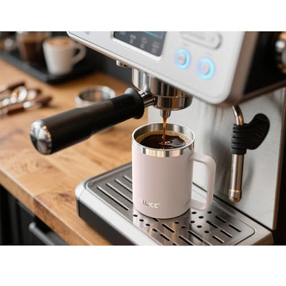 TILUCK 12 oz Insulated Coffee Mug with Lid and Handle | BPA-Free Lid, Double-Wall Vacuum Insulation, Stainless Steel Coffee Cup, Dishwasher Safe Mug for Hot & Cold Drinks,SakuraPink - color: Matte SakuraPink, size: 12 Ounces