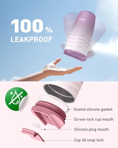 TOURIT 12 oz Travel Coffee Mug, Vacuum Insulated Stainless Steel Tumbler with Ripple-Wave Anti-Slip Grip, Built-in Silicone Bottom for Quiet & Stable, Leak-Proof Lid, Fits Car Cup Holder, Pink - color: Pink, size: 12 Ounces