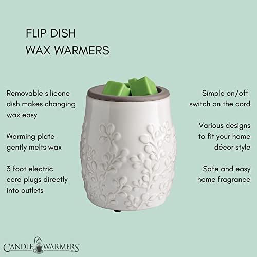 CANDLE WARMERS ETC. Wax Melt Fragrance Warmer for Scented Wax Melts, Cubes, Tarts with Silicone Dish Top|White Willow Farmhouse - style: White Willow Farmhouse