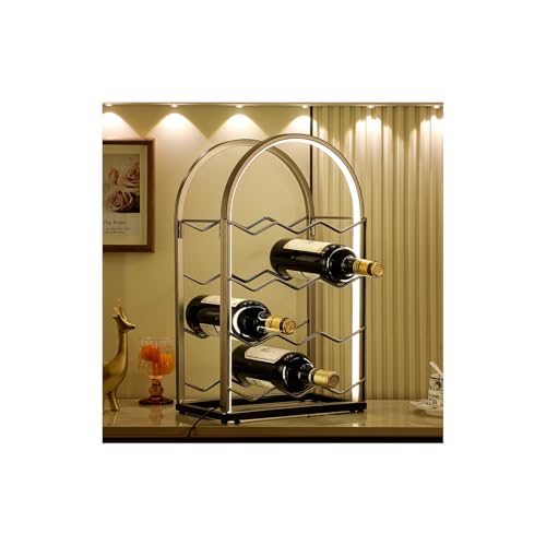 LED Countertop Wine Rack - 12 Bottle Freestanding Modern Metal Wine Rack - Tabletop Wine Holder Stand for Cabinet, Pantry, Wine Bottle Storage - color: 12 Bottles With Led Light