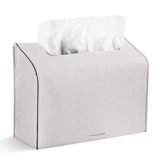 Leather Cover for Disposable Paper Hand Towel Box, Compatible with Kleenex Paper Hand Towel(1-Carved White) - color: 1-carved White