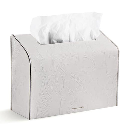 Leather Cover for Disposable Paper Hand Towel Box, Compatible with Kleenex Paper Hand Towel(1-Carved White) - color: 1-carved White