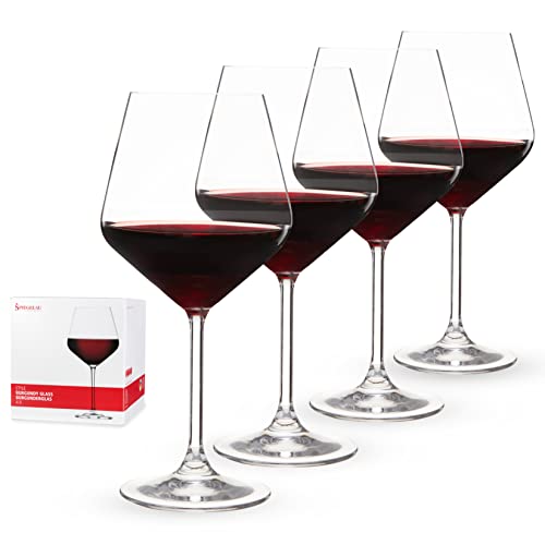 Spiegelau Style Burgundy Wine Glasses, Crystal Clear Red Wine Glasses for Pinot Noir, Elegant Glassware, Wedding Gifts, Birthday Gifts for Women and Men, Home Bar Accessories, 22.6 oz, Set of 4 - style: Burgundy Glasses