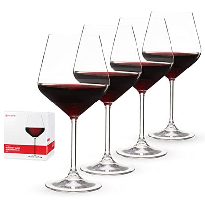 Spiegelau Style Burgundy Wine Glasses, Crystal Clear Red Wine Glasses for Pinot Noir, Elegant Glassware, Wedding Gifts, Birthday Gifts for Women and Men, Home Bar Accessories, 22.6 oz, Set of 4 - style: Burgundy Glasses