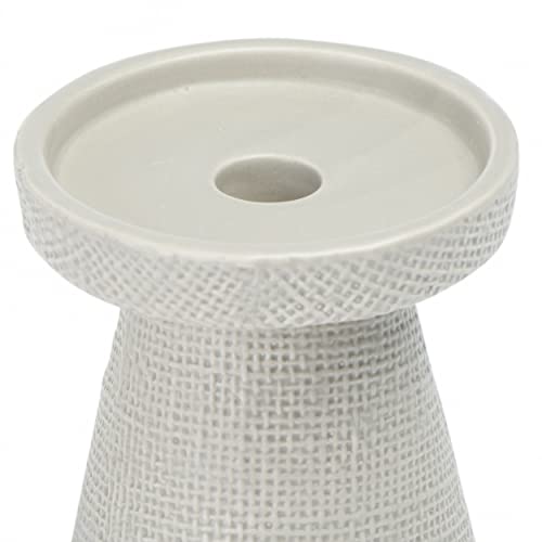 Main + Mesa Stoneware Pillar & Taper Candle Holders, Set of 2 - color: Light Graphite Gray, size: Set of 2