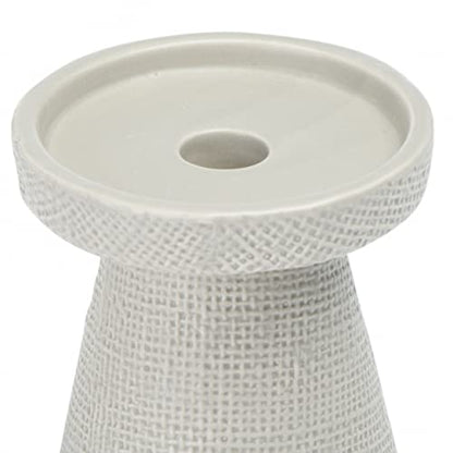 Main + Mesa Stoneware Pillar & Taper Candle Holders, Set of 2 - color: Light Graphite Gray, size: Set of 2