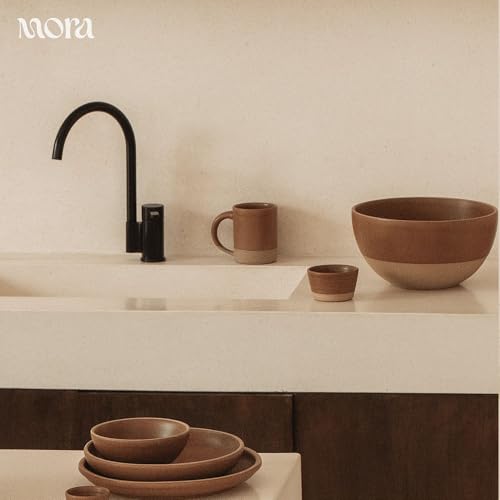 Mora Medium Mugs Set of 4, 16oz Ceramic Pottery Latte Mugs/Coffee Cups - Microwave and Dishwasher Safe - Terracotta - color: Terracotta
