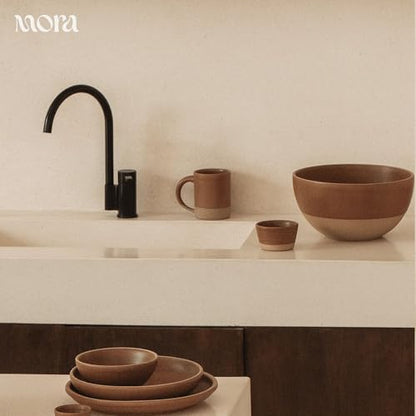 Mora Medium Mugs Set of 4, 16oz Ceramic Pottery Latte Mugs/Coffee Cups - Microwave and Dishwasher Safe - Terracotta - color: Terracotta