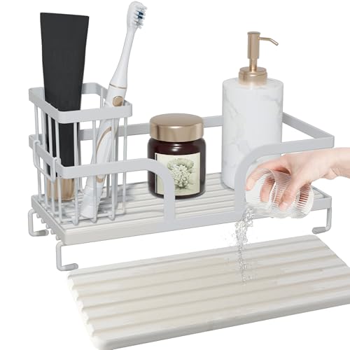 Bathroom Counter Organizer,Perfume Tray,Stone Drying Mat for Kitchen Counter,9.7" x 4.2"x 3.2", Ideal for Bathroom Organizers and Storage, Vanity, Skincare, Present, and More,1PCS White - color: White, size: B 1PCS