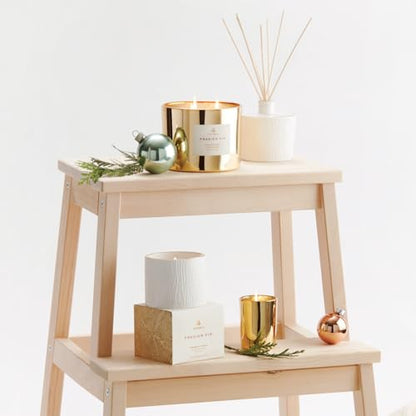 Thymes Frasier Fir Candle, Gilded Collection, Wood Grain Ceramic Design with 24-Karate Gold Rim, Mountain Fresh Fragrance, Elegant Winter Scents - Gifts for Women and Men (Petite, 6 Oz) - size: 6 oz