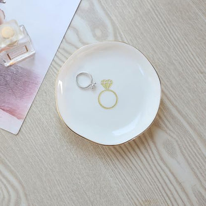 Ring Dish Printed Ring，Engagement Engaged Wedding Bridal Gifts for Newly Engaged Friend,Daughter, Sister,Newlyweds,BFF - style: Ring