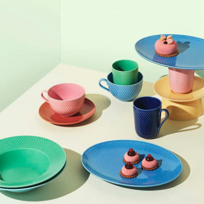 Lyngby Porcelaen Rhombe Color Oval Serving Dish | Blue Porcelain | 11.2 x 8.5 Inches