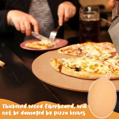 Lounsweer 22" × 18" Round Pizza Board with Handle, Wood Fiber Pizza Peel, Non-slip Cutting & Serving Board, Heavy Duty Wooden Serving Tray for Baking, Charcuterie & Kitchen Use - size: 18 inches