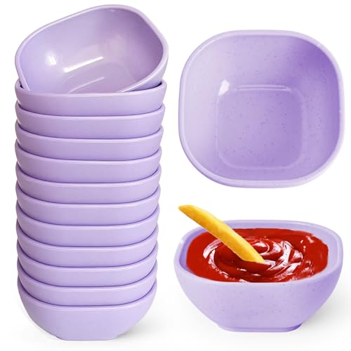 SHECIPIN 12 Pack Unbreakable Dipping Bowls, 4.5 OZ Soy Sauce Dishes，dipping sauce cups，small bowls for dips (Elegant purple) - color: Elegant purple