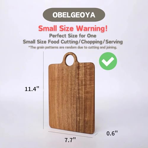 Acacia Wood Serving Board with Handle, Small Size 11" x 8"- Wooden Cutting Chopping Board for Meat, Vegetables, Bread, Charcuterie, Cheese Board - Food Serving Tray for Kitchen Appetizers - size: 11.4"L x 7.7"W