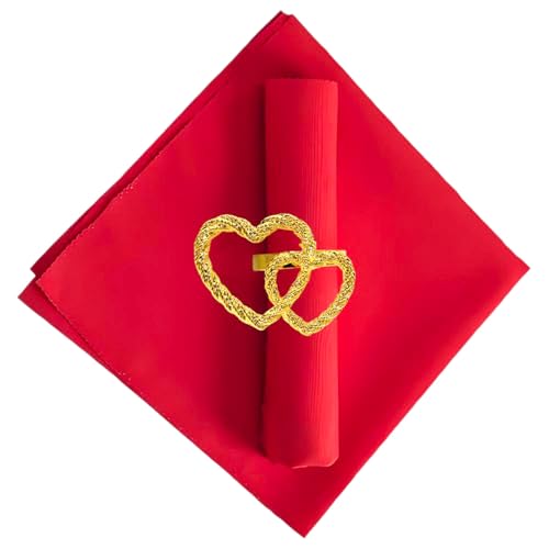 Napkin Rings Set of 6,Gold Heart Napkin Ring,Metal Alloy Heart Napkin Ring for Wedding, Dinner Party, Table Decor and Daily Use