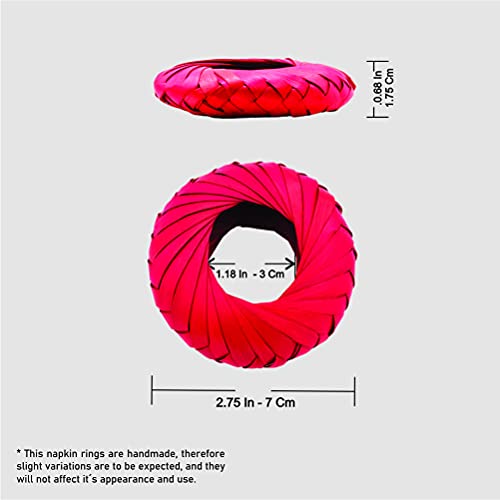 Napkin Rings Rustic Hand Woven Set of Colorful Ring Holder Coastal Tropical Beachy Napping Rings for Thanksgiving Xmas Wedding Everyday Dinning Table Parties (6X, Red) - color: Red