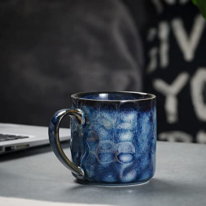 Ceramic Coffee Mugs - 12 Ounces Ceramic Mugs - Tea Cups with Handle - Funny Cappuccino Cups - Dishwasher Safe, Set of 4 - color: Royal Blue