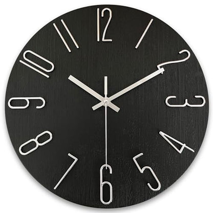 AIRUIFU Wall Clock 12 Inch Silent Non-Ticking Modern Clocks Battery Operated - Analog Small Classic for Office, Home, Bathroom, Kitchen, Bedroom, School, Living Room(Black) - color: Black