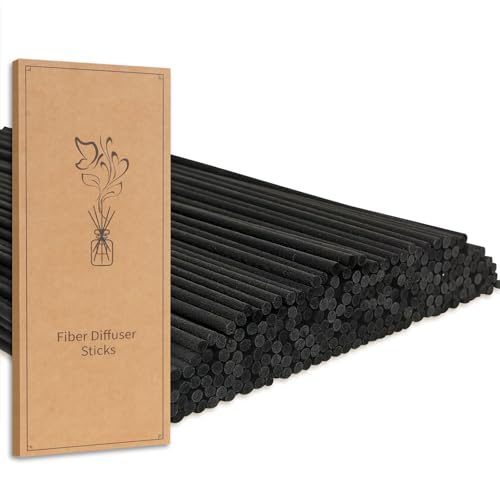 10inch Reed Diffuser Replacement Sticks - 130Pcs Black Fiber Reed Sticks Refill Pack for Home and Bathroom - Used to Diffuse Essential Oil Aroma (3mm x 25cm (130pcs)) - color: Black Colors, size: 3mm x 25cm (130pcs)