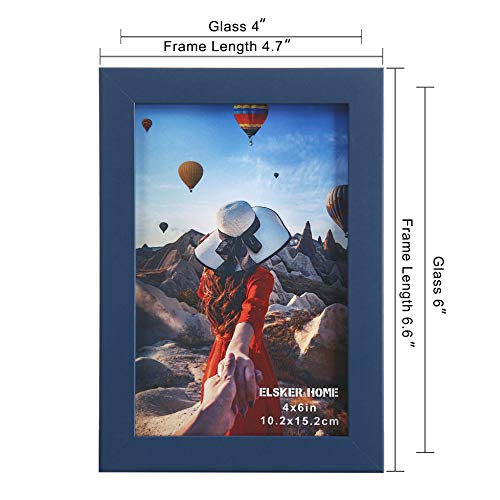 ELSKER&HOME 4x6 Picture Frame Navy Blue Glass 6Pack | Sturdy Wood Composite Photo Frame - Semi-tempered Glass - Includes Hanging Hardware and Desktop Easel - color: Blue 6P, size: 4x6