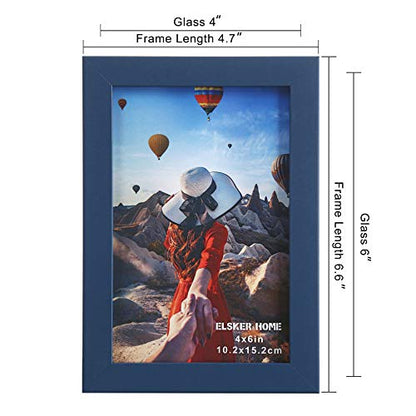 ELSKER&HOME 4x6 Picture Frame Navy Blue Glass 6Pack | Sturdy Wood Composite Photo Frame - Semi-tempered Glass - Includes Hanging Hardware and Desktop Easel - color: Blue 6P, size: 4x6