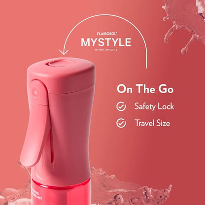 FLAIROSOL MyStyle Travel Continuous Spray Bottle, 3.04oz/90ml, Pink | Ultra fine continuous mist for face, hairstyling, salon, cleaning, beauty, toners, hydration & makeup - color: Pink, style: 1 Pack