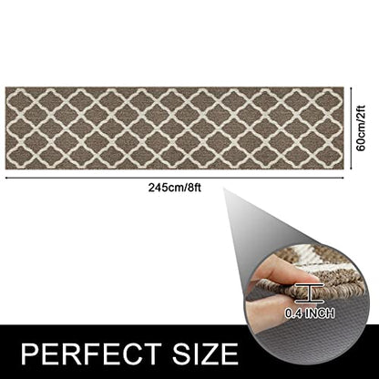 SHACOS Runner Rug 2x8 ft Washable Entryway Runner Rugs Non Slip Rubber Backing Hallway Rug Runner Stain Resistant Kitchen Carpet Runners, Brown - color: Brown, size: 2' x 8'