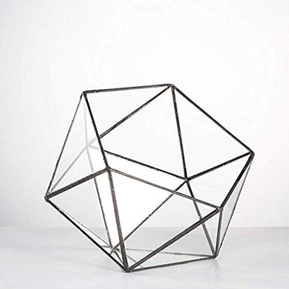 Glass Terrarium Storage Box Jewelry Holder Glass Geometric Tabletop Succulent Plant Box Planter Holder for Case Black Go - color: Gold