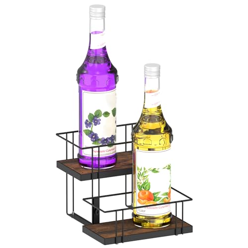 Alyoen Coffee Syrup Rack Organizer, 4 Bottles Syrup Holder Stand for Coffee Bar, Small Coffee Bar Organizer Shelf, Coffee Station Organizer for Countertop Wine, Liquor - color: 4 Bottles Coffee Syrup Rack