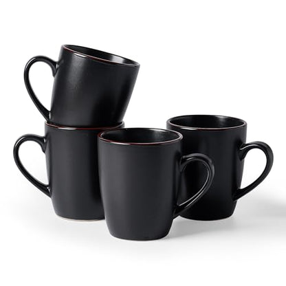 famiware Venus Coffee Mugs Set of 4, 13 oz Ceramic Stoneware Mug Cup Set | Coffee Mug with Handle for Tea, Latte, Cappuccino, Cocoa, Milk, Microwave and Dishwasher Safe, Matte Black - color: Matte Black, size: 4pcs
