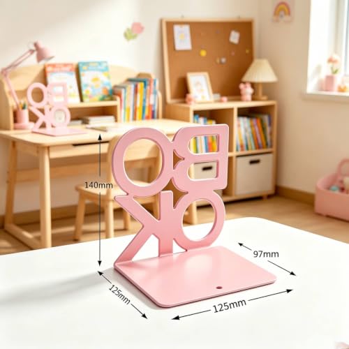 Book Ends-Metal BookEnds for Bookrack Desk,Books(Pink, 8 Pair) | 8 Pair Pink Book Ends,Unique Appearance Design Bookend - color: Pink, size: 8 pair