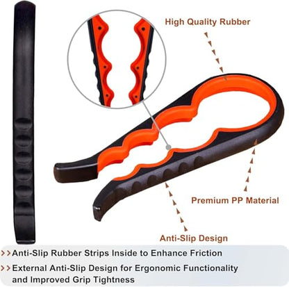 Bloss Jar Opener Can Opener Kitchen Grippers, Multi-use Lid Opener Set | Anti-skid Jar Openers for Weak hands, Seniors with Arthritis, Includes Non-slip Rubber Gripper Pad & Wine Opener, Black Red - color: Black Red-4pcs