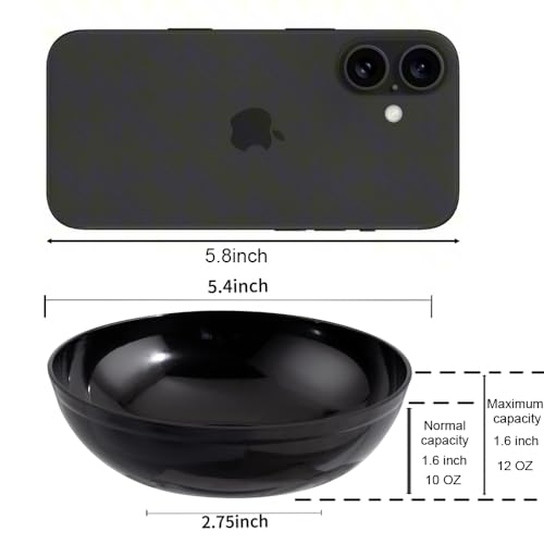 bUCLA 50Pack Black Plastic Bowls - 10oz Disposable Black Plastic Salsa/Serving Bowls - Ideal for Party & Graduation - color: Black, size: 10oz