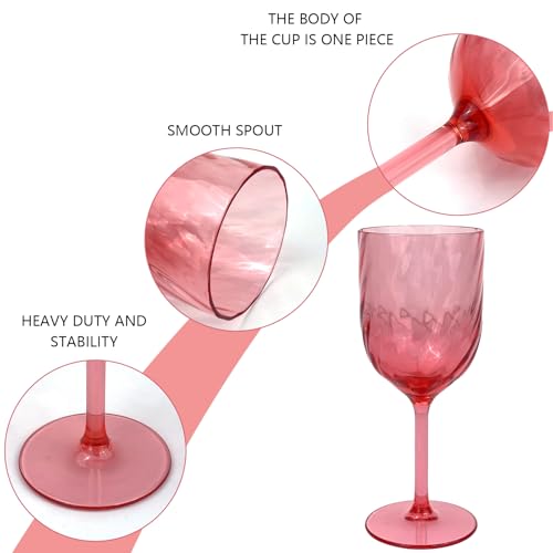 Yalin Set of 6 Unbreakable 15 oz Acrylic Plastic Wine and Water Tumbler Stackable Goblets. (Red, 15 oz) - color: Red, size: 15 oz