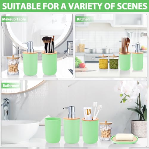 Bathroom Accessories Set 5Piece Green Bathroom Sets, Toothbrush Holder, Toothbrush Cup, Soap Dispenser, Soap Dish and Qtip Holder Bathroom Decor - style: Green