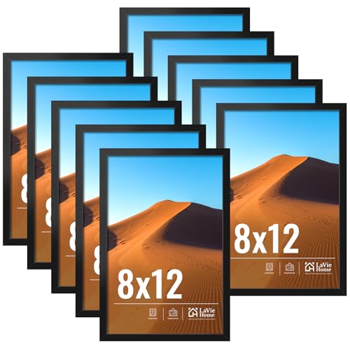 8x12 Picture Frame Black Set of 10, Display 8 x 12 Picture, Photo Frame Collage for Wall Gallery or Table Deco, Hanging or Tabletop Display - color: black, size: 8x12