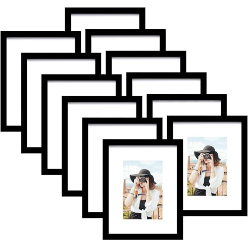 11x14 Picture Frame Set of 12, Modern Gallery Wall Frames, Black | Fits 8x10 With Mat or 11x14 Without Mat, Shatterproof Cover, Horizontal or Vertical Wall Mounting, Tabletop, Photo Collage - color: Black, size: 11x14