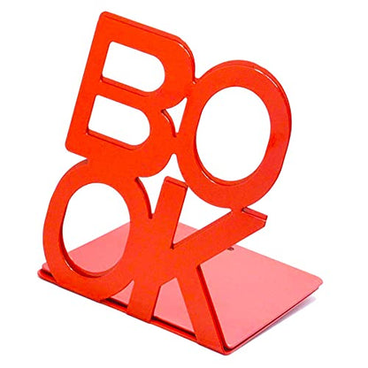 Decorative Book Ends, Metal Bookends Nonskid Heavy Duty Book Ends Shelves Office, Library Office Home,1 Pair (Red)