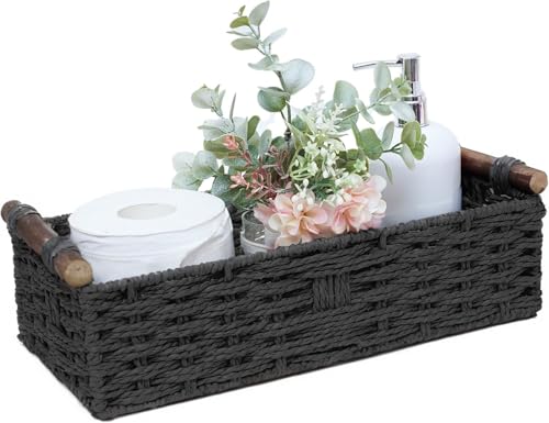 Basket for Toilet Paper Storage Baskets for Bathroom Decor Organizing | with Handle for Bedroom Home Decor and Shelves Apartment Countertop Use,Black - color: Black