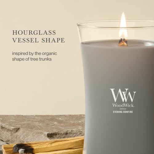 WoodWick Evening Bonfire Holiday Candle Gifts for Women and Men, 21.5 oz Large Hourglass Candle with Crackling Wick - color: Evening Bonfire, size: 21.5oz