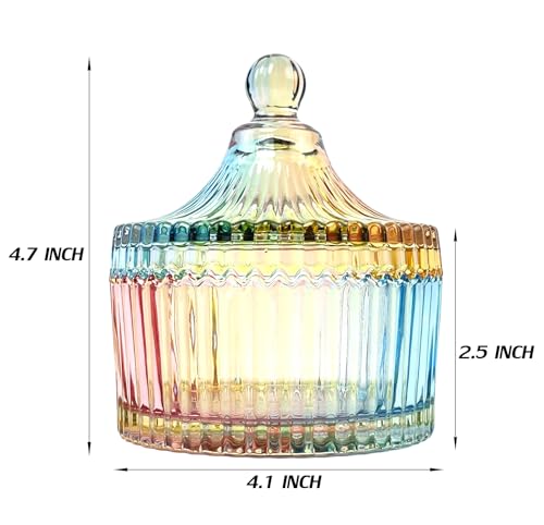 Colorful Crystal Glass Candy Snack Barrel Storage Jar Embossed Luxury Cookie Buffet Canister With Lids Jewelry Box Jar Biscuit Containers - color: Small Yurt