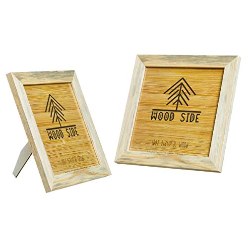 Rustic Wooden Square Picture Frames 4x4 - Set of 2-100% Natural Solid Eco Wood with Real Glass for Wall Mounting and Tabletop Display Unfinished Photo Frame - color: Natural