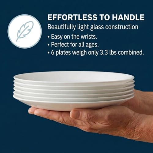 Corelle Vitrelle 6-Piece Salad Plates Set Triple Layer Glass and Chip Resistant, 8-1/2-Inch Lightweight Round Plates, Winter Frost White - size: 8.5" Salad Plates