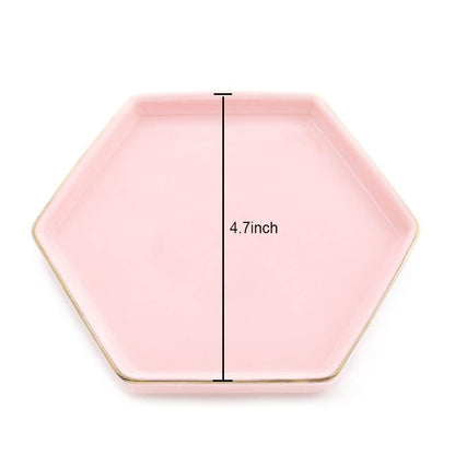 HANKOR 4.7 inch Ceramic Jewelry Dish Tray, Small Ring Holder Dish, Pink Catch All Trinket Tray for Keys Rings Earrings - color: Pink
