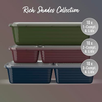 Bentgo Prep Meal Prep Kit, 1, 2 & 3-Compartment Containers, 60 Piece Set | Portion Control, Stackable, Microwave, Freezer & Dishwasher-Safe, Reusable, PFAS & BPA-Free (Rich Shades) - color: Rich Shades