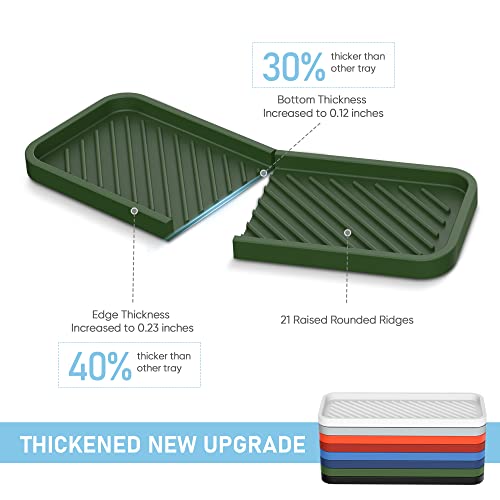 Silicone Sponge Holder, Kitchen Sink Organizer Tray（Green） | Sponge Caddy Dish Soap Holder, Scrubber, Soap Dispenser, Scouring Pad - color: G-ge, size: 9.3x3.6inch